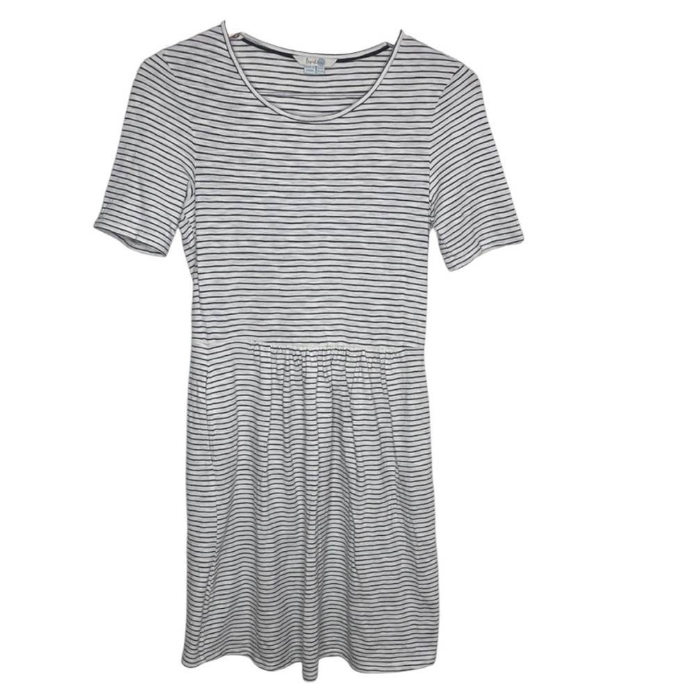Boden White Black Striped Short Sleeve Dress Women Size 4